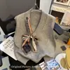 Chaleco de Punto Gris con Escote en V y Lazo en la Cintura para Mujer, Temporada Primavera 2026, de Alta Gama, Casual y Elegante, Nuevo Estilo Chino