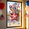 Pegatinas de Vidrio con Mariposas Florales Rojas, Azules y Blancas para el Día de la Independencia Americana, Pegatinas Estáticas para Ventana sin Adhesivo, Pegatinas Decorativas para Ambiente Festivo