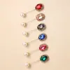Broche de Cristal, Piedras de Zirconia Coloridas, Varias Formas, Pines Largos, Saco de Traje, Pines para Cuello de Ropa, Pines de Una Palabra