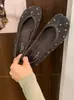 Zapatos de Moda Estilo Coreano Versátiles de Lunares Otoño con Punta Dividida para Mujer Slip-on Suela Suave de Corte Bajo Zapatos Nuevos de Fondo Plano para Conducir