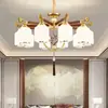 Lámpara de araña para sala de estar estética estilo canción, paisaje retro, estilo chino nuevo, luz principal de techo bajo para vestíbulo, luz para comedor, lámpara de 6 luces