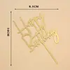 Atacado novo plug-in acrílico feliz aniversário decoração de bolo dourado prata quadrado redondo letras cartão HB