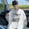 Camiseta de Manga Larga Estilo High Street Americano para Hombre, Sudadera Holgada Oversize de Otoño e Invierno, Top Blanco Interior, Camiseta Básica para Hombre