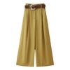 Aliexpress Venta al por mayor Verano Nuevo Estilo Top con Botones Dorados con Cinturón Traje de Pantalones de Pierna Ancha para Mujer 7484091