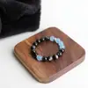 Pulsera de Obsidiana y Aguamarina para Mujer, Pulsera de Hidratación para Hombre, Cuentas de Cristal para Deficiencia de Agua, Cuentas de la Suerte para Parejas para el Año del Caballo