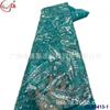 Encaje de malla transparente teñido bordado con lentejuelas de aguja apretada estilo francés con cuentas accesorios vestido ropa de noche tejido de encaje