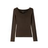 Camisa Básica Tricô Evertrue Viscose 2025 Outono Estilo Coreano Cor Lisa Manga Longa Comprimento Médio 62706