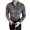 Camisa de Manga Larga con Estampado Floral Douyin para Hombre 2024 Verano Marca Trendy para Hombre Moda Casual Versátil Camisa de Cuello Cuadrado