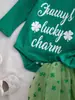 Rua Nova. Roupa de Dia de São Patrício para Bebês e Crianças Pequenas, Conjunto de Moletom Verde com Letras + Saia e Adereço de Cabeça para Bebê Menina