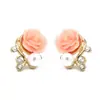 Aretes Geométricos de Diamantes Calientes Transfronterizos para Mujer Aretes de Tuerca Flor Amor de Diseño Creativo de Lujo Ligero Francés Venta al por Mayor de Aretes