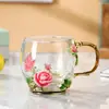 Copo de Água Colorido Esmaltado Francês, Xícara de Chá de Vidro Cristalino Doméstica, Presente Criativo para Namorada, Professor, Melhor Amigo, Aniversário, Presente de Casamento