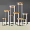Vaso para Velas de Vidrio Borosilicatado Alto Transparente Estilo Europeo Adornos Candelabro Sellado con Corcho Aromaterapia Decoración de Boda Vela