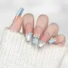 Set de 10 Uñas Azules Ojo de Gato Brillantes Hechas a Mano para una Hija Adinerada, Modernas y Populares, Realza el Cutis y la Elegancia, Uñas Portátiles al por Mayor