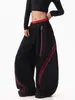Pantalones Jogger Rayados Patchwork Color-Block de Doble Cintura Estilo Retro Americano Transfronterizos para Hombres y Mujeres, Pantalones de Pierna Ancha de Danza Jazz con Accesorios