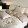 Lujoso juego de cuatro piezas 100% algodón puro, algodón de fibra larga de 60 hilos, funda de edredón jacquard tejida gruesa, ropa de cama para dormitorio principal
