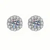 Pendientes de Botón Imitación Moissanita de Moda para Mujer, Pendientes de Plata de Ley S925 con Zirconia en Forma de Corazón, Seis Garras, Estilo Ins