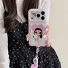 Funda para teléfono de conejito de maíz con lunares en forma de corazón adecuada para Apple 17, iPhone 18 Pro Max, linda 16 con cadena para colgar 15
