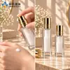 Botella de loción de vidrio transparente, cuadrada, de fondo grueso, de 30 ml; Botellas de muestra de sérum hidratante y producto para el cuidado de la piel de 15 ml
