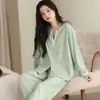 Pijama de algodón puro para mujer, nuevo estilo de otoño, manga larga y pantalón largo, pieza única tipo suéter, ropa de casa 100% algodón, se puede usar fuera, conjunto de dos piezas, envío gratis