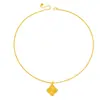 Cadena de Clavícula de Lujo de Alta Gama con Flor de Cuatro Hojas Cepillada en Oro y Tachonada de Diamantes de la Tienda de Oro Puzuo, Regalo Perfecto para Novia