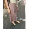 Saia Rosa de Linho Macio Estilo Japonês 2025 para Mulheres, Nova Saia Casual de Verão Elástica de Comprimento Médio, Disponível para Dropshipping