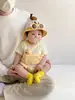 Body de Bebê Estilo Verão Fino Macacão Falso de Duas Peças para Bebê Macacãozinho Manga Curta Roupas de Engatinhar Super Fofo Roupas de Verão