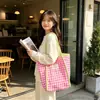 Bolso de hombro a cuadros con correa de color block estilo coreano bolso de mano serie de color dopamina bolsa de compras tipo tote casual de gran capacidad