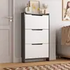 Novo armário de sapatos flip-door de três e quatro camadas ultrafino para uso doméstico, armazenamento estreito atrás da porta, simples, prático e esteticamente agradável para a entrada
