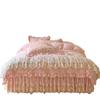 Saia de Cama Acolchoada de Veludo de Leite Quente Espessado Peça Única Colcha de Veludo Coral com Forro de Lã Conjunto de Três Peças Antiderrapante Estilo Princesa de Inverno