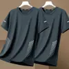 Camiseta de Verano para Hombre, Cuello Redondo, Manga Corta, Transpirable, Talla Grande, Top Deportivo Holgado para Hombre, Fresca, de Secado Rápido
