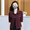 Chaqueta Camisa Corta Casual con Cuello de Solapa para Mujer, Otoño 2026, Juvenil, Holgada, Favorecedora, Top Versátil