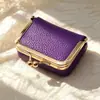 Mini bolsa de joyería de piel sintética con patrón de lichi, bolsa de accesorios con cierre para mujer para guardar llaves y auriculares, monedero multifuncional