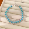Pulseira redonda de malha tecida com contas de vidro, pulseira de luxo discreta, toque de alta qualidade, acessório de mão fresco e doce