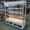 Vitrina para pan blanco, vitrina para pasteles de cumpleaños, vitrina de muestras personalizada, vitrina dorada, vitrina de hierro forjado y madera maciza