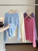Suéter de punto de ganchillo calado estilo coreano para mujer, nuevo otoño, manga larga, cuello redondo, corte holgado, versátil, adelgazante, protección solar