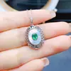 Venta al por mayor de fábrica Popular Colgante de Esmeralda Natural Plata S925 Incrustado Piedra Principal 4*5 Joyería de Lujo Venta Directa de Fábrica