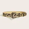 Cinturón Subcultura Estampado de Leopardo, Cinturón Hot Girl, Cinturón de Cuero Suave Moda para Mujer, Decoración Retro Versátil de Gama Alta Venta al por Mayor
