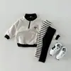 Roupas de primavera para bebês, moda infantil estilo coreano, moletom com zíper para bebês, conjunto de primavera para meninos, agasalho de primavera para bebês