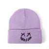 Gorros de Lana de Color Sólido Cálidos Simples Populares Transfronterizos para Otoño e Invierno para Hombres y Mujeres Bordado Hip-Hop Gorros de Punto Divertidos Venta al por Mayor
