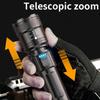 Lanterna p50 multifuncional telescópica com zoom transfronteiriça, laser branco para exterior, carregamento USB, lanterna de emergência doméstica, atacado
