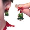 Pendientes de árbol de Navidad con lazo dulce, pendientes con personalidad y ambiente navideño, nuevos pendientes creativos de otoño e invierno para mujer.
