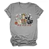 Amazon eBay Loja Independente Casual Divertido Feminino Três Patos de Halloween Múmia Fazendeiro Gola Redonda Manga Curta