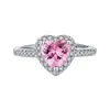 Anillo de Diamante Moissanita Simulada, Corazón Princesa Moda 1 Quilate Anillo de Boda, Anillo Abierto de Nicho Europeo y Americano para Mujer