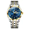 Reloj de Oro de Gama Alta Oris Nuevo para Hombres de Mediana Edad y Mayores, Resistente al Agua, Luminoso, Cuarzo Totalmente Automático