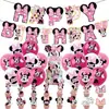 Mickey e Minnie Rainha da Neve Princesa Tema Festa de Aniversário Bandeira Balão Topper de Bolo Pingente Espiral Atacado