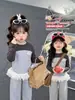 Camiseta de Niña Primavera Manga Larga Estilo Nuevo Falso Dos Piezas Moda Elegante ins Tendencia Top para Niñas Niños Versátil Camiseta Base