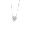 Collar de Plata Pura S999 Trébol de Cuatro Hojas de la Suerte, Lujo Ligero Nicho Estilo Nuevo, Diseño Artístico Fresco Versátil, Cadena para Clavícula, Venta al por Mayor