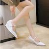 Zapatos de Tacón de Cuña con Punta Afilada para Mujer Primavera 2025 Tacones Altos Franceses Elegantes Moda Flats Hebilla de Una Línea Zapatos de Banquete Zapatos de Cuero Pequeños