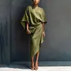 Ropa europea y americana para mujer transfronteriza, nuevo vestido de otoño 2026, vestido elegante de color liso, moderno y plisado