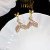 Pendientes de plata con forma de aguja, diamantes superbrillantes, flores moradas y perlas, pendientes de lujo de moda, pendientes franceses de alta gama al por mayor